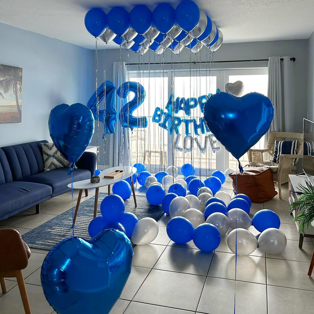 IWERP blue birthday decor number 4 for milestone celebrations.