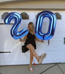IWERP blue foil number balloon enhances any blue party theme.