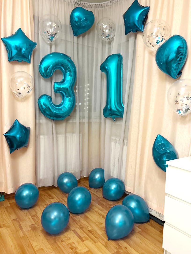 IWERP blue number balloon inflated with air for wall display.
