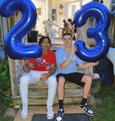 IWERP blue party decor balloon foil complements navy accents.