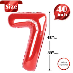 IWERP red number 7 balloon suits boys and girls' seventh birthday.