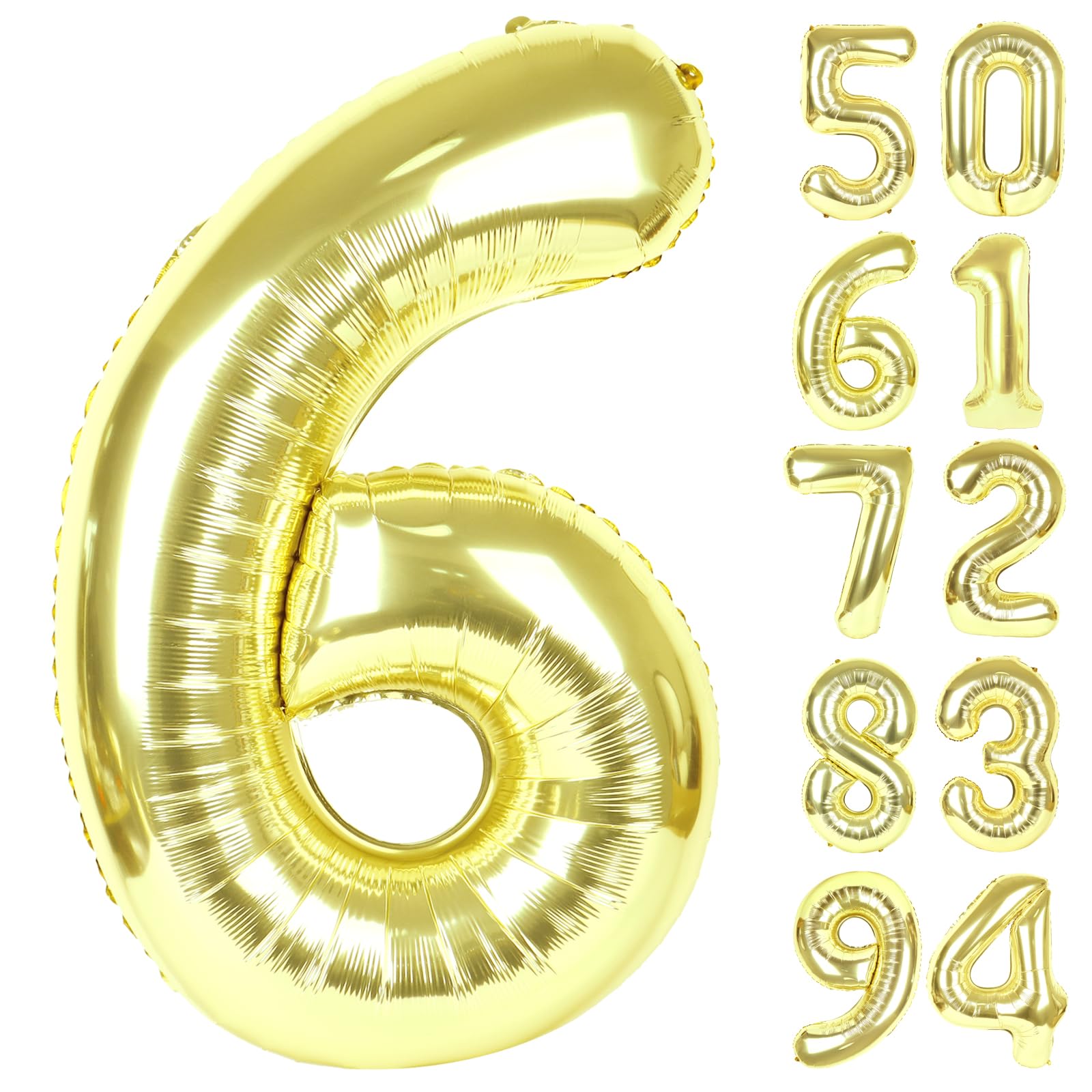 IWERP Champagne Gold 6-balloon adds bold birthday decor and a centerpiece.