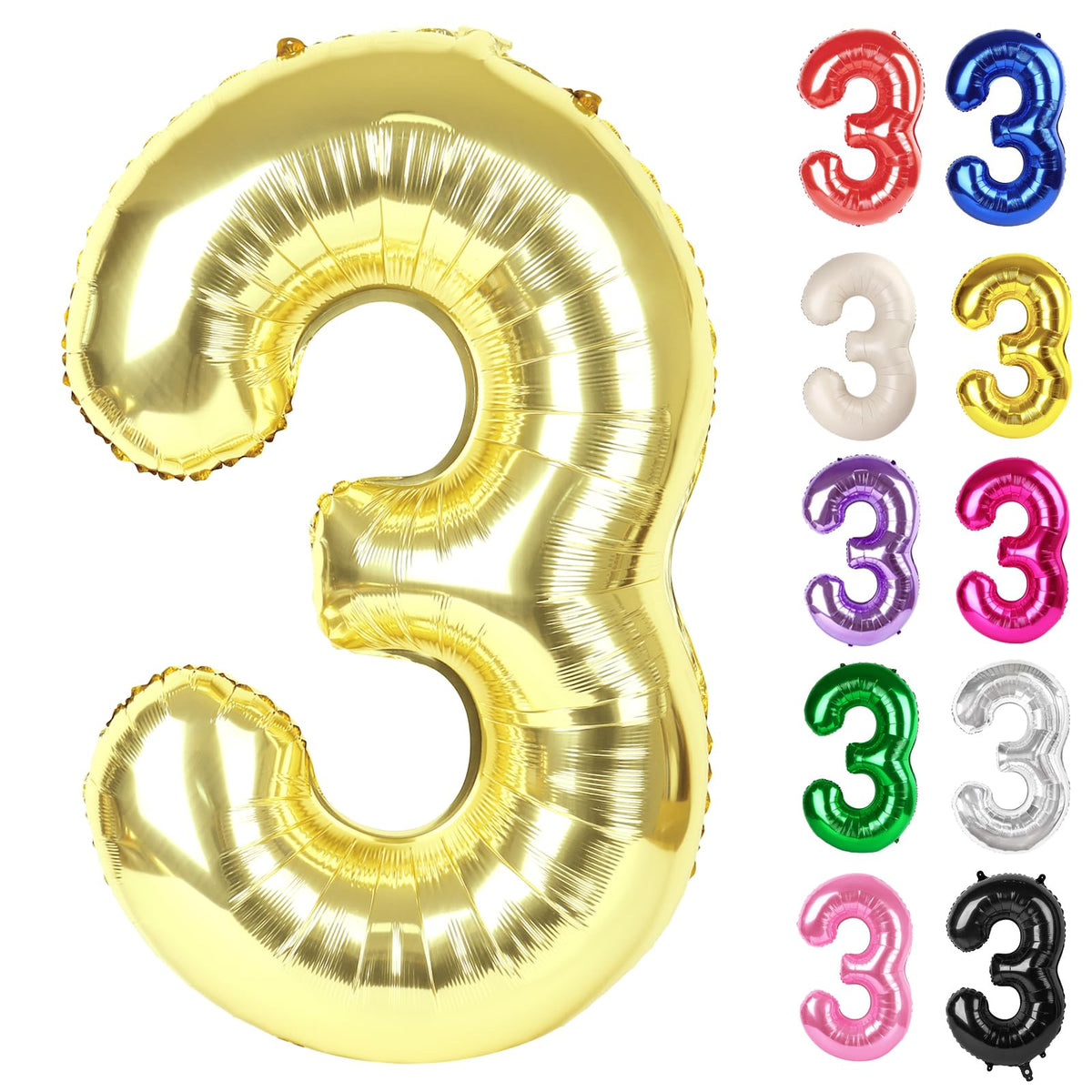 IWERP champagne gold number 3 balloon 40 inch floats for dramatic birthday photos