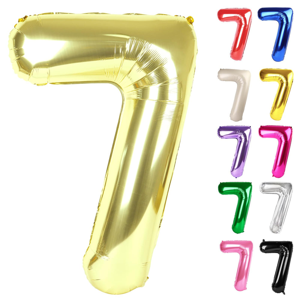 IWERP Champagne Gold Number 7 balloon 40-inch floats, creating a striking centerpiece.