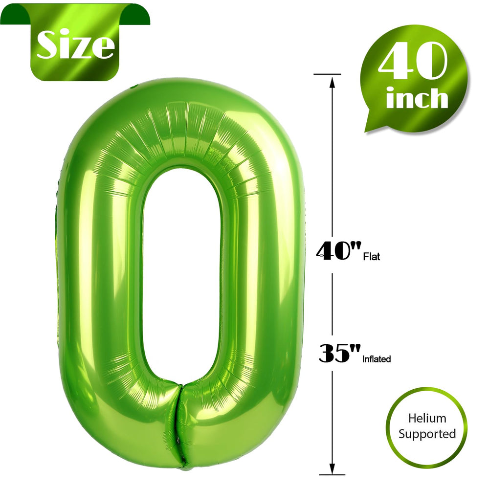 IWERP close-up of 40-inch green 0 balloon, highlighting shine.