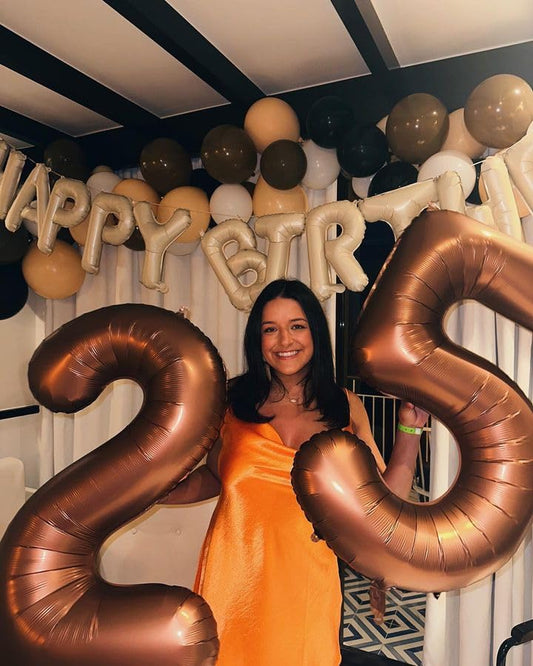 IWERP 5th birthday balloon in coffee brown adds elegant color to any celebration.