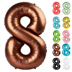 IWERP Coffee Brown 8-balloon 40-inch creates a striking birthday backdrop.