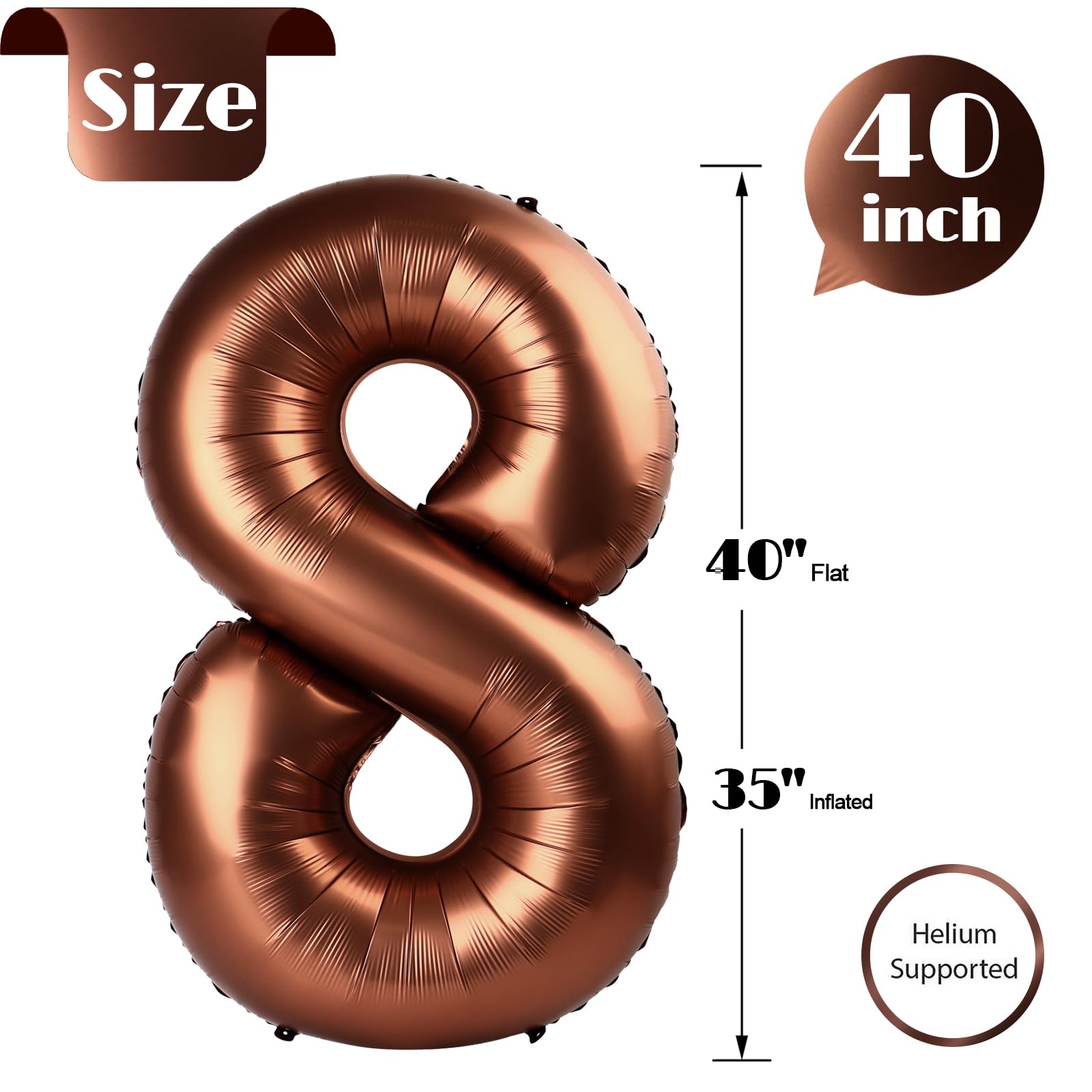 IWERP Coffee Brown 8-balloon self-sealing valve simplifies inflation and reuse.