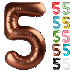 IWERP coffee brown number 5 balloon 40 inch creates a bold birthday backdrop.