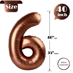 IWERP coffee brown number 6 balloon offers versatile inflate options for events.