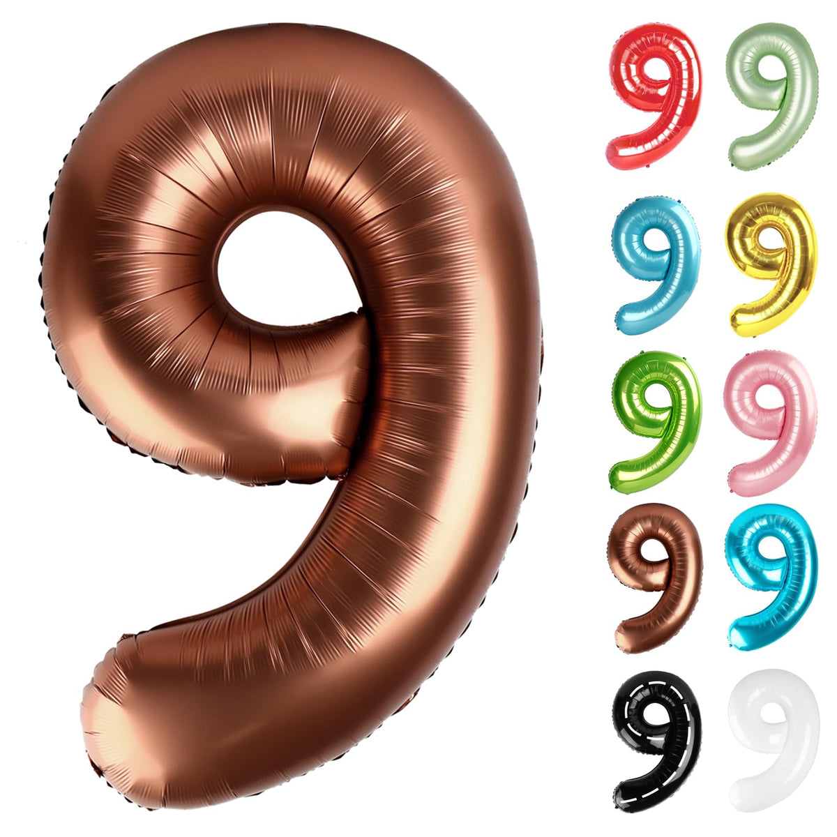 IWERP Coffee Brown Number 9 balloon 40-inch creates a bold birthday centerpiece.