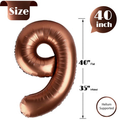 IWERP Coffee Brown Number 9 balloon hangs for versatile decor.