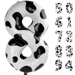 IWERP Cow Print 8 Balloon 40-inch serves as a bold barnyard birthday centerpiece.