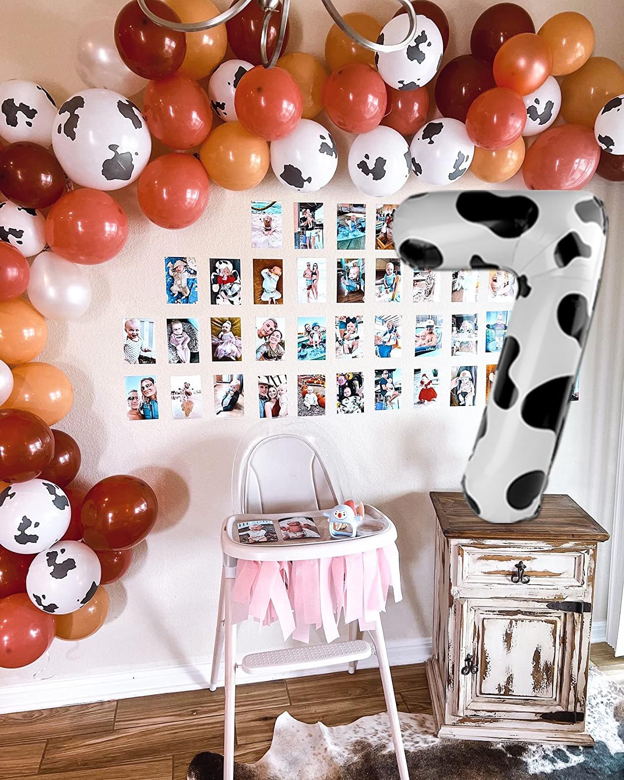 IWERP cow print number balloon 10 pairs with other figures for celebrations.