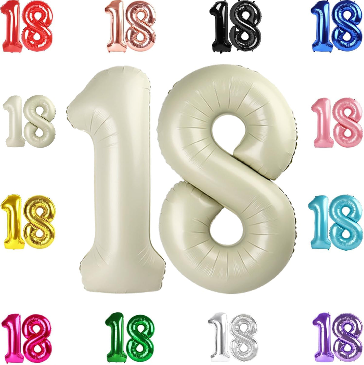 IWERP cream 18th birthday balloon 40 inch creates a dramatic photo backdrop.