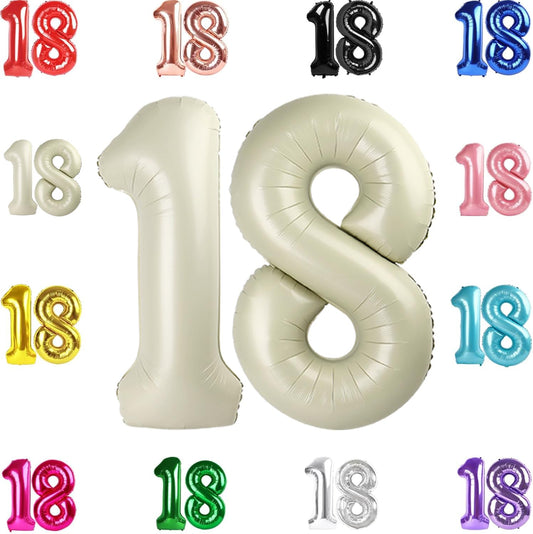 IWERP cream 18th birthday balloon 40 inch creates a dramatic photo backdrop.