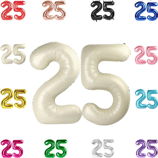 IWERP cream 25th birthday balloon 40 inch creates a bold photo backdrop.