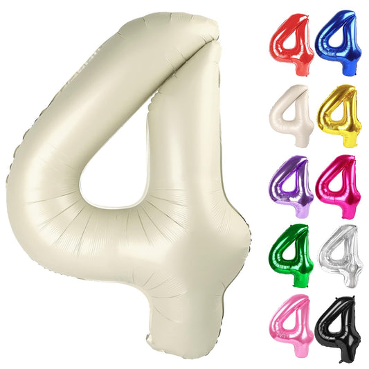 IWERP Cream 4-Balloon 40-Inch used as bold birthday centerpiece and backdrop.