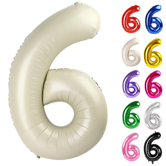 IWERP Cream 6 balloon 40-inch for elegant 6th birthday photo backdrop.
