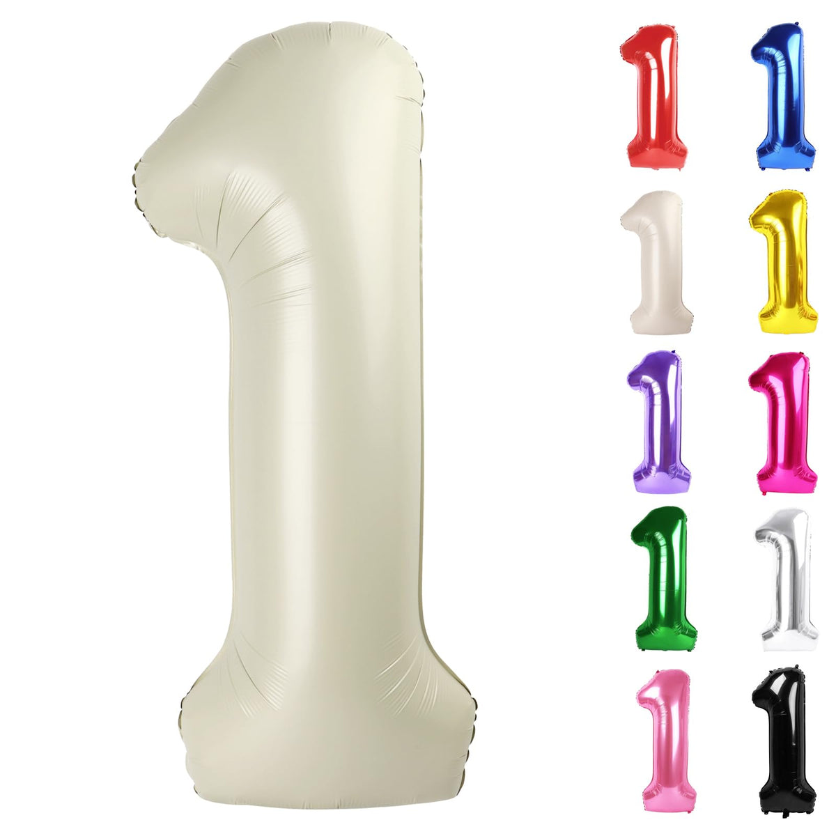 IWERP Cream Number 1 balloon, 40-inch height, ideal for striking first-birthday photos.