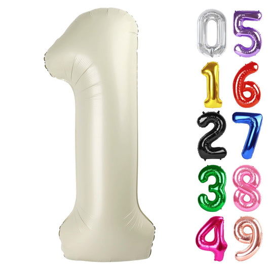 IWERP Cream Number 1 balloon 40-inch for dramatic birthday photo backdrops