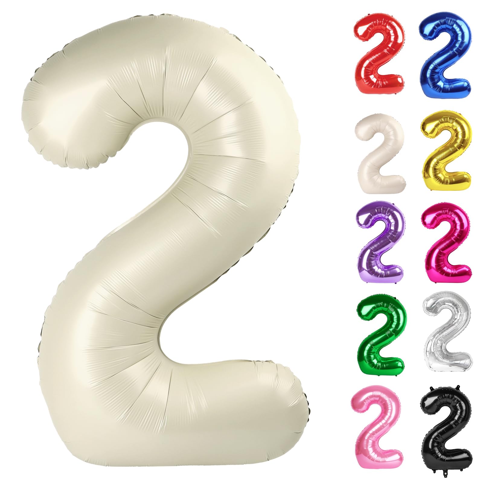 IWERP Cream Number 2 Balloon 40-Inch ready to inflate for stylish photo moments.