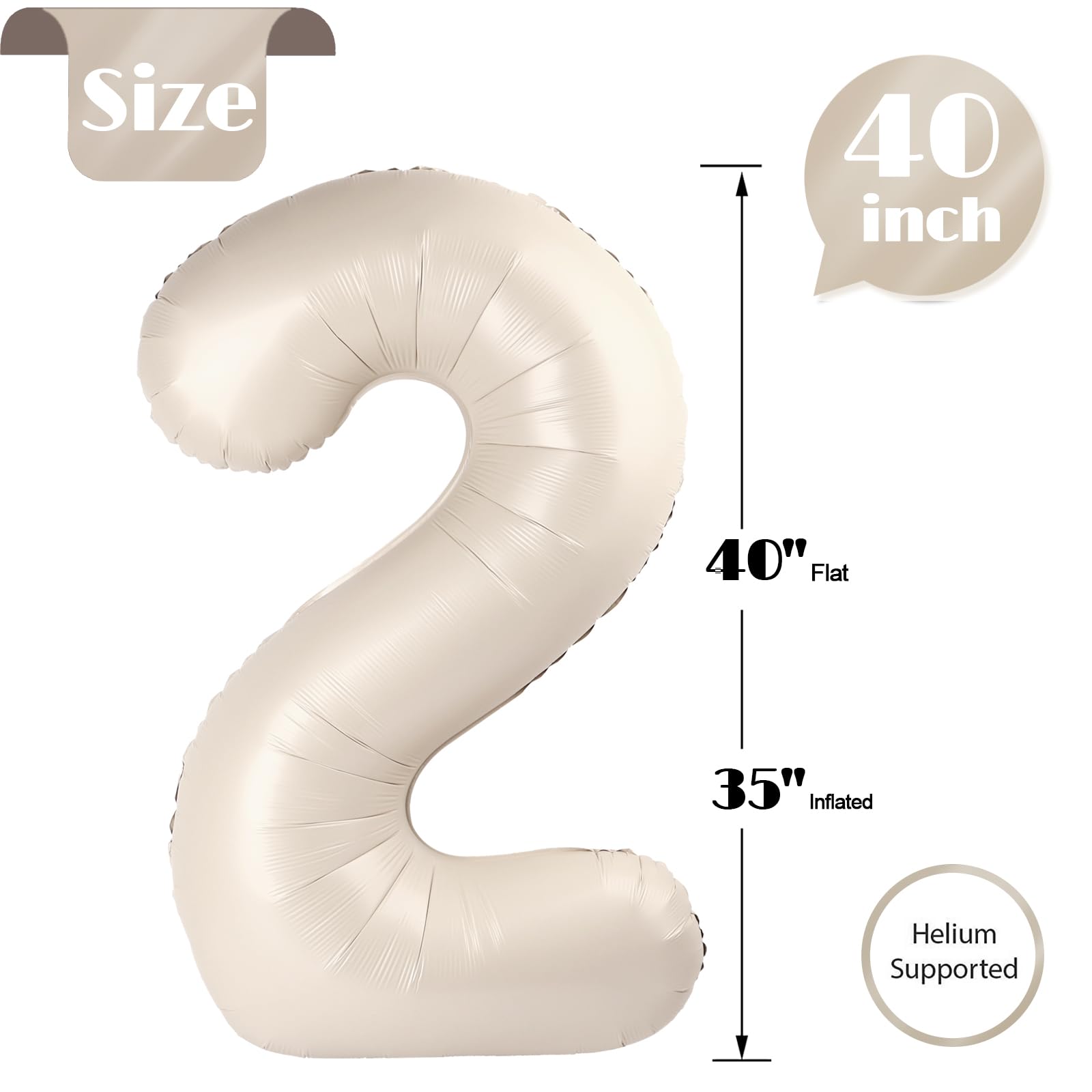 IWERP Cream Number 2 Balloon ideal photo-backdrop prop