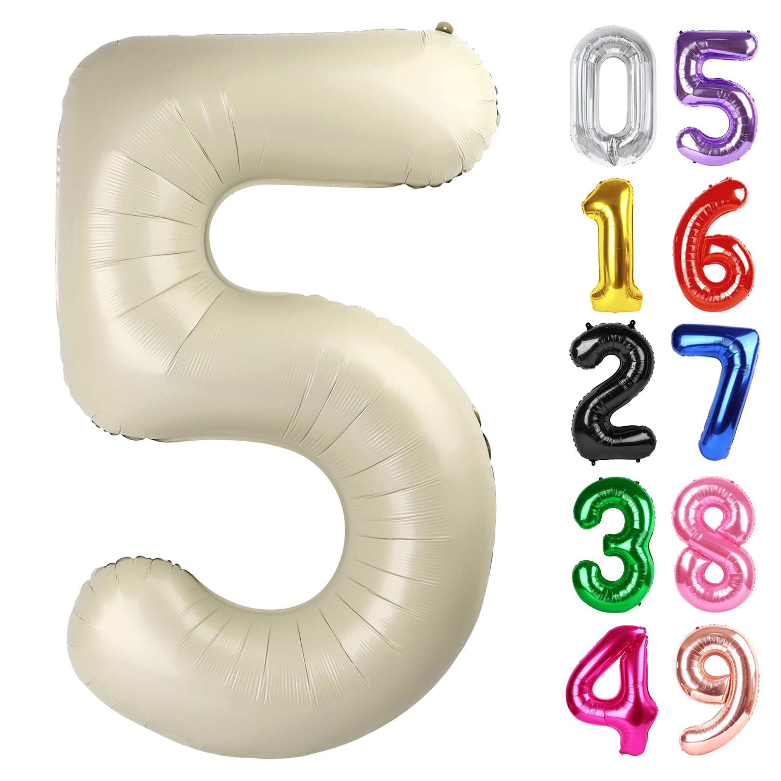 IWERP Cream Number 5 Balloon 40-inch creates a dramatic birthday backdrop