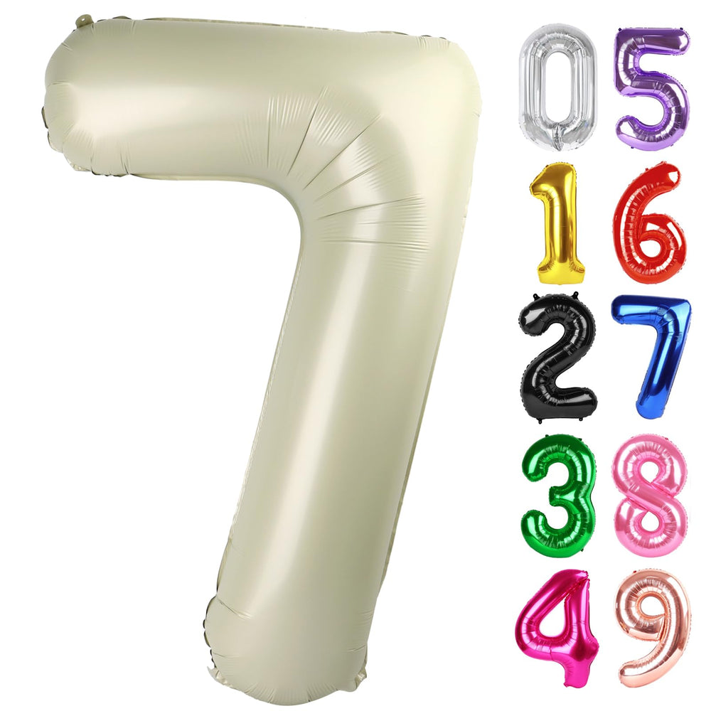 IWERP Cream Number 7 balloon 40-inch shines as a bold birthday centerpiece and photo backdrop.