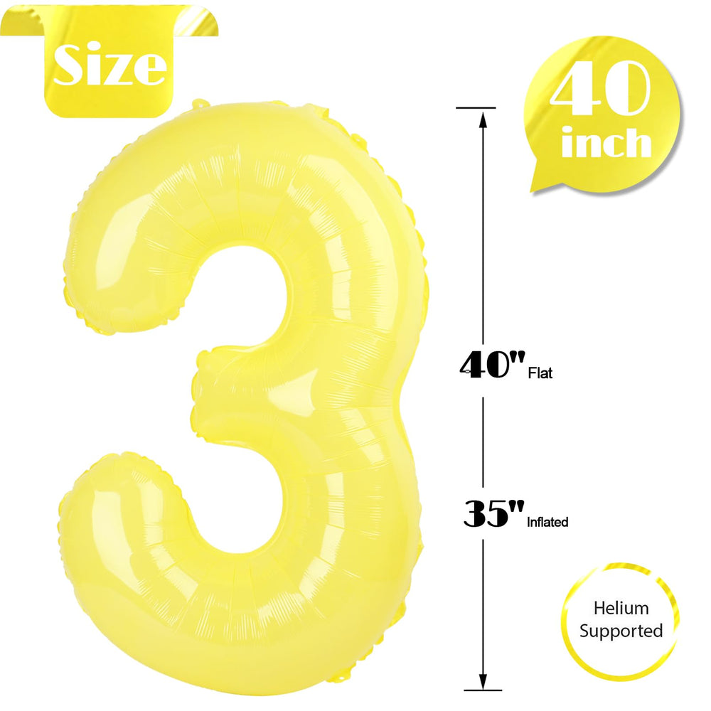 IWERP Durable yellow 3rd birthday balloon lasts through long celebrations.