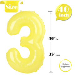 IWERP Durable yellow 3rd birthday balloon lasts through long celebrations.