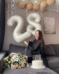 IWERP cream 18th birthday balloon entrance decor for welcoming guests.