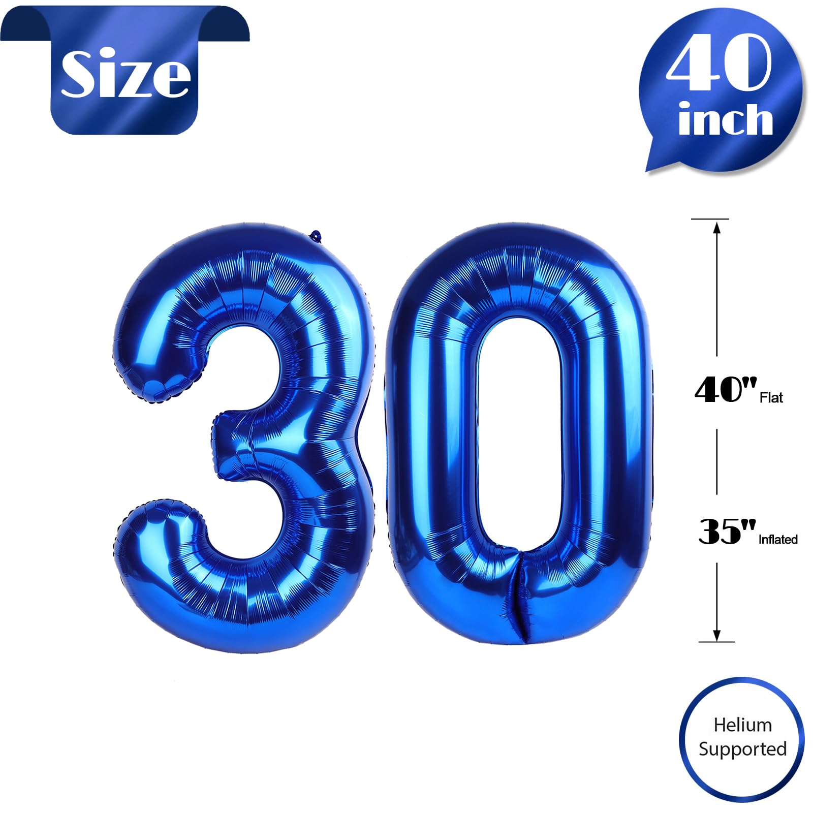IWERP glossy metallic blue finish balloon adds elegant shimmer.