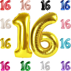 IWERP gold 16th birthday balloon 40inch creates a dramatic centerpiece and photo backdrop