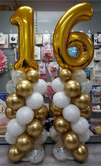 IWERP gold 16th birthday balloon photo prop boosts memories and ambiance