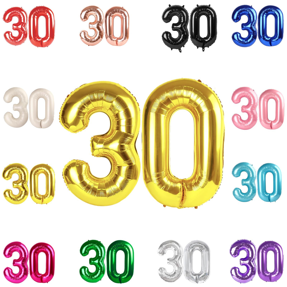 IWERP gold 30 balloon front view in 40-inch size for a bold birthday display.