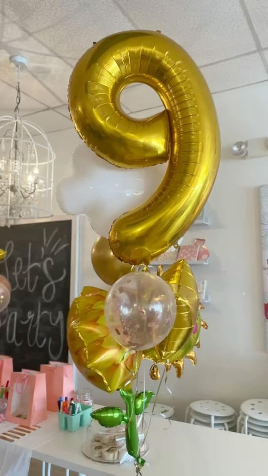 IWERP gold 9th birthday balloon 40-inch adds elegant celebratory flair.