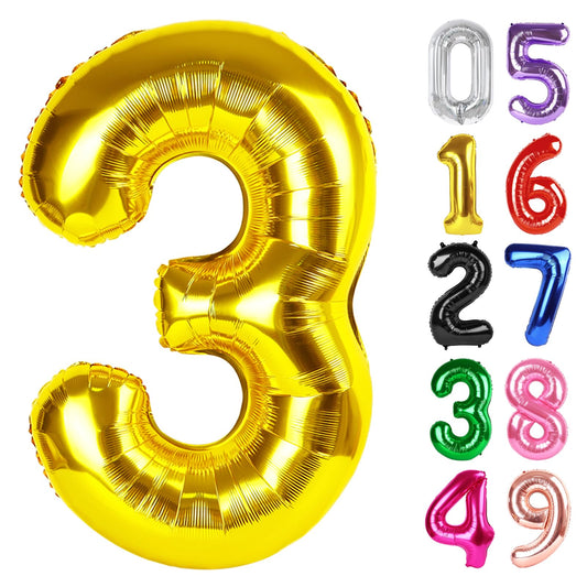 iwerp gold number 3 balloon 40-inch setup for a striking photo backdrop