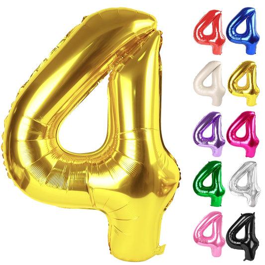 IWERP Gold Number 4 Balloon 40-inch for a striking birthday centerpiece and photo backdrop.