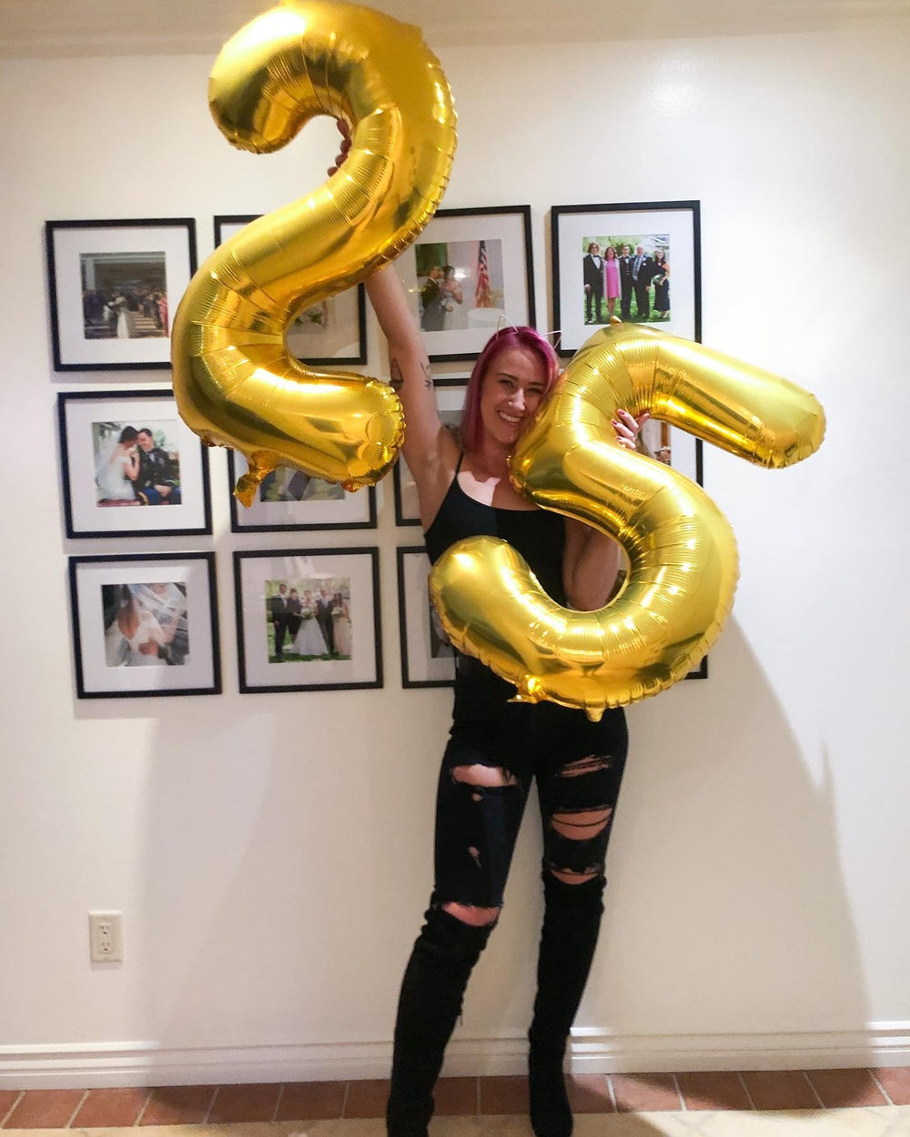 IWERP gold number 5 balloon 40-inch ideal for photo ops and celebrations