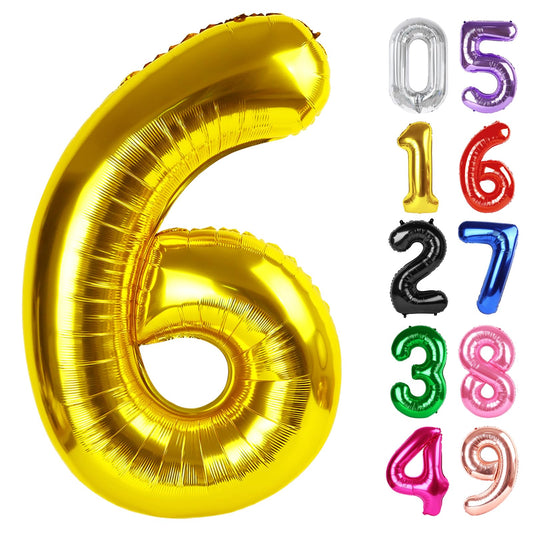 IWERP Gold Number 6 balloon 40 inch creates a bold party backdrop