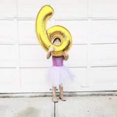 IWERP gold number 6 balloon stage backdrop adds elegant glow for parties.