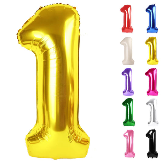 IWERP gold number one balloon 40-inch ready for first birthday photos.