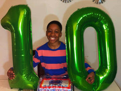 IWERP green 10th birthday balloon backdrop creates a captivating party focal point.