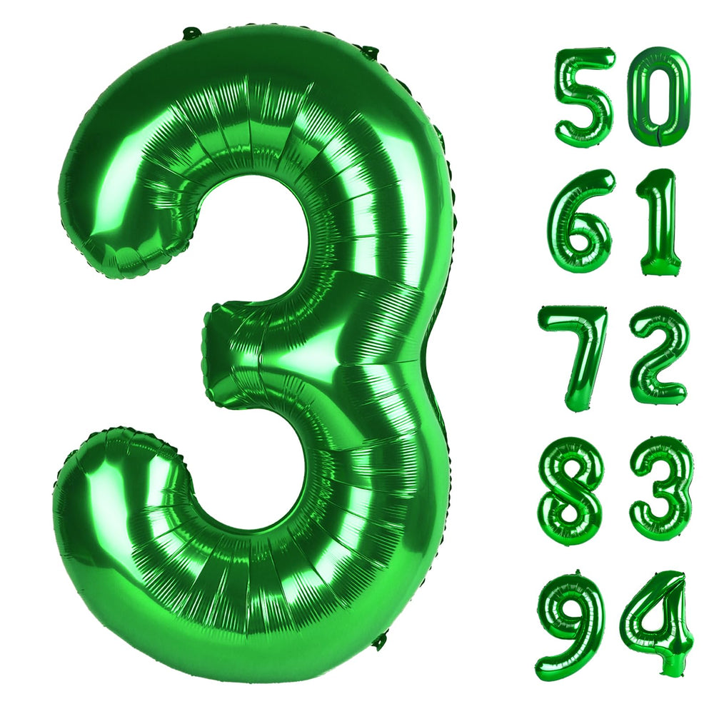 IWERP green 40-inch number 3 balloon creates a bold birthday photo backdrop