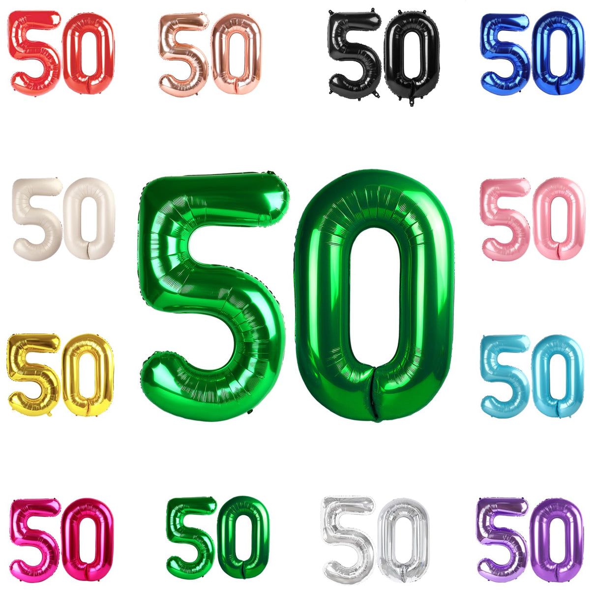 IWERP green 50th birthday balloon, 40-inch number, ideal for photos