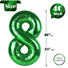 IWERP green foil birthday balloon 8 enhances party ambiance and photo moments.