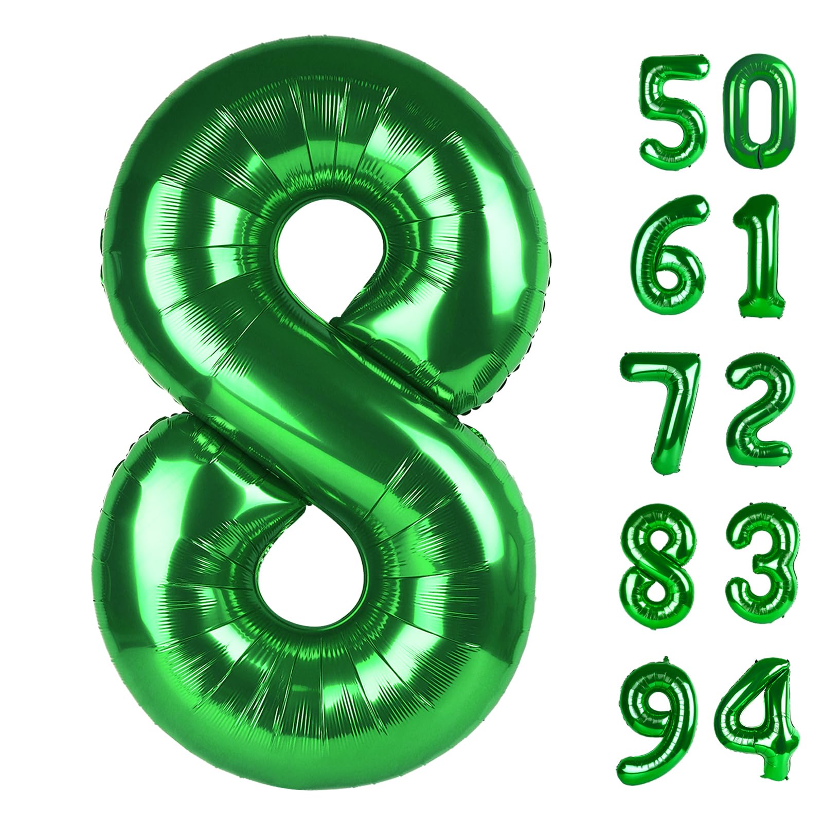 IWERP green foil number 8 balloon 40inch creates a striking birthday photo backdrop.