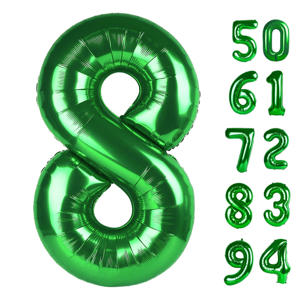 IWERP green foil number 8 balloon 40inch creates a striking birthday photo backdrop.