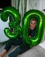 IWERP green foil number balloon stands out with a shiny finish